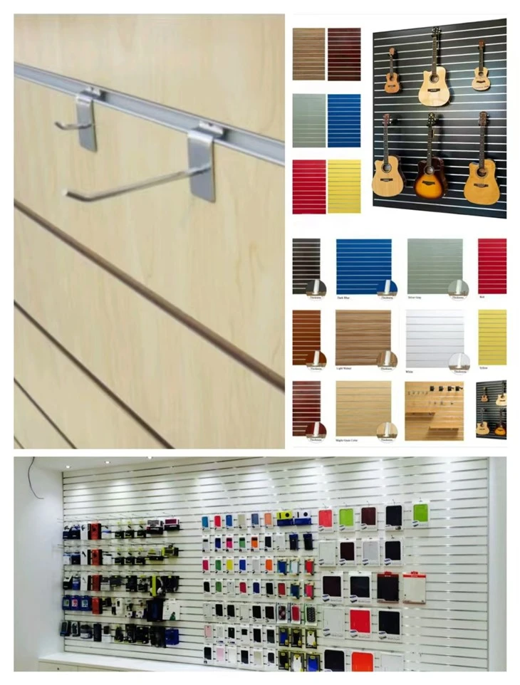 Matte/Glossy/High Glossy Finish Melamine Mdf Slotted Board With Alumnium Bars in Grooves For Shelf Rack Display In Store/Supermarket