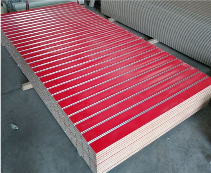 Matte/glossy Melamine Mdf Slotted/groove Slat Wall Display Panel Inserting Aluminum Strips For Store Stand Shelf Rack Hook Hanger